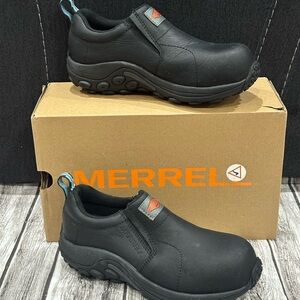 MERRELL WORK Women's Jungle Moc Leather Composite Toe Work Shoe Black - J099302,